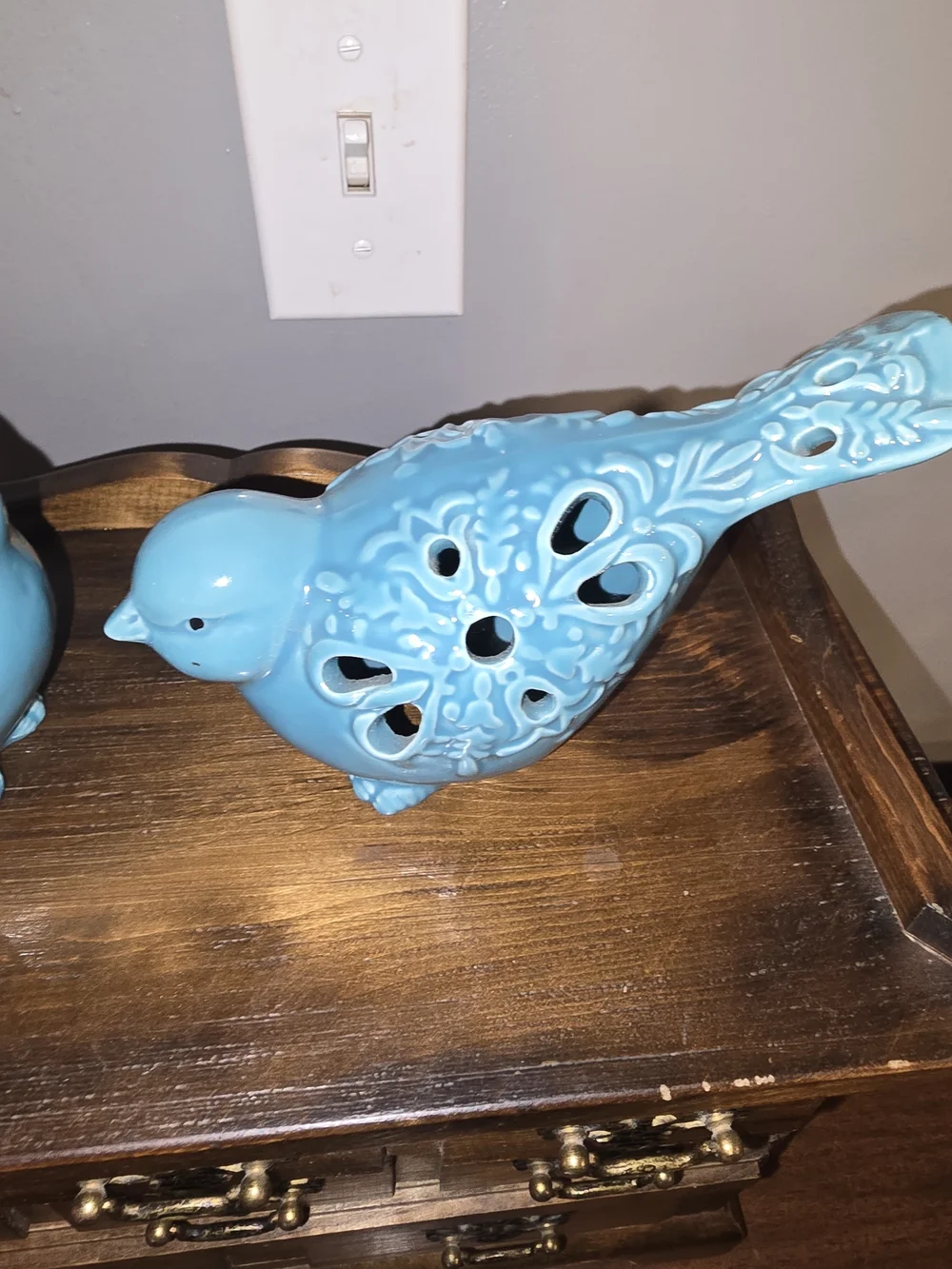 2 Turquoise ashland Paisly Songbird Figurine - Picture 3 of 4